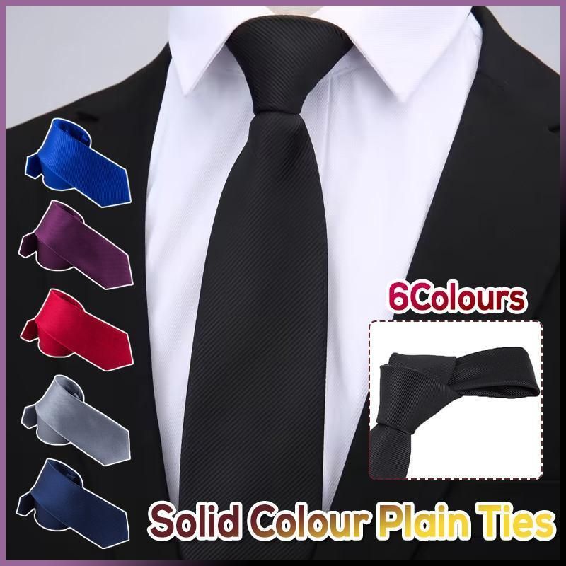 Men's Skinny Tie Fashion Solid Plain Satin Formal Wedding Casual Necktie Ties - Date Red