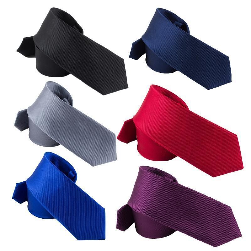 Men's Skinny Tie Fashion Solid Plain Satin Formal Wedding Casual Necktie Ties - Date Red