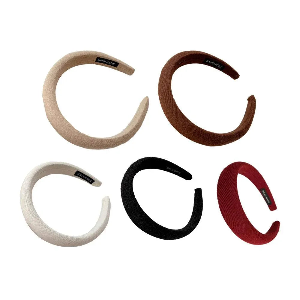 Women Thick Padded Wide Headband Sponge Hairband Wedding Party Plain - Black