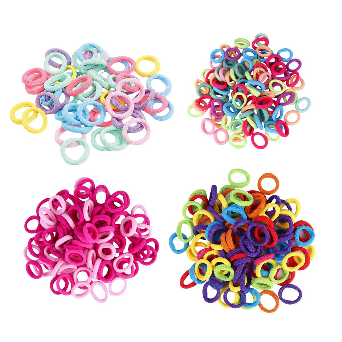 100PCS Colorful Elastic Hair Ties for Girl Ponytails High Stretch Hair Bands Set - Spring