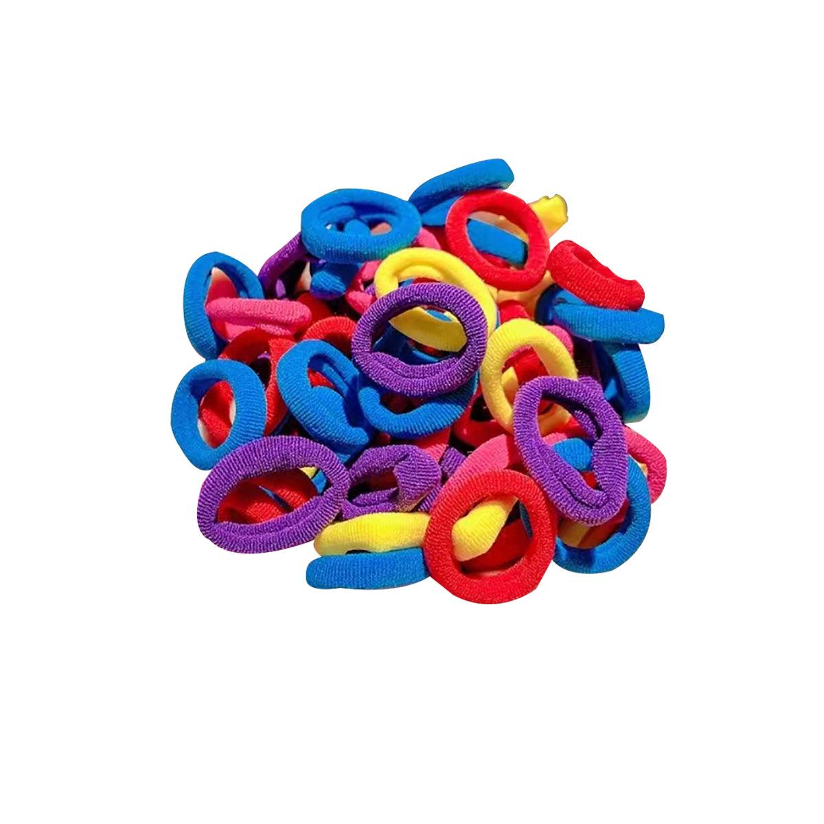 100PCS Colorful Elastic Hair Ties for Girl Ponytails High Stretch Hair Bands Set - Spring
