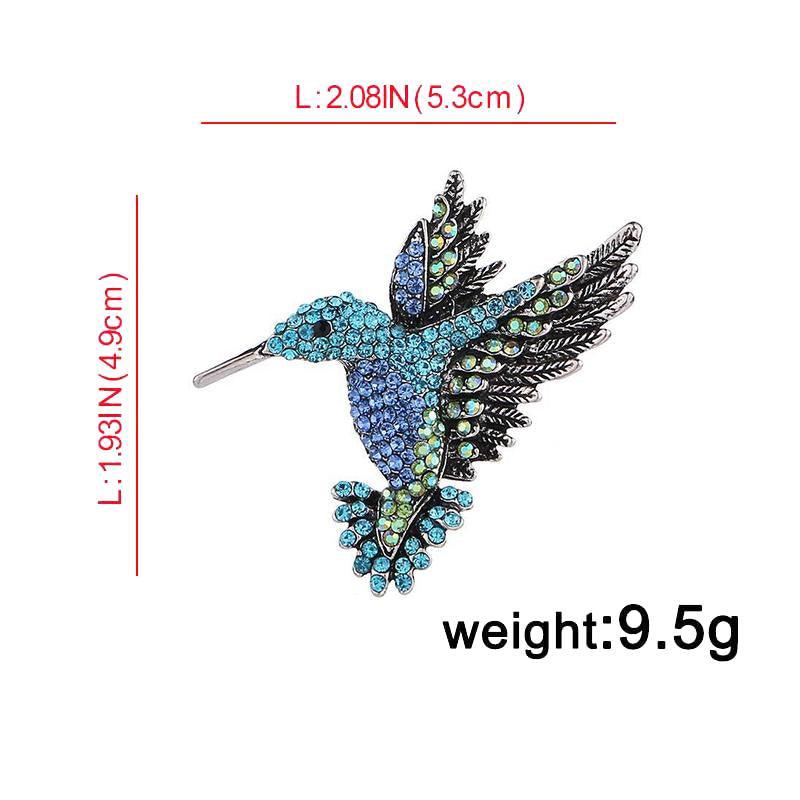 Fashion Hummingbird Brooch Pink Diamond Silver Brooch Gift Retro Style - Colourful