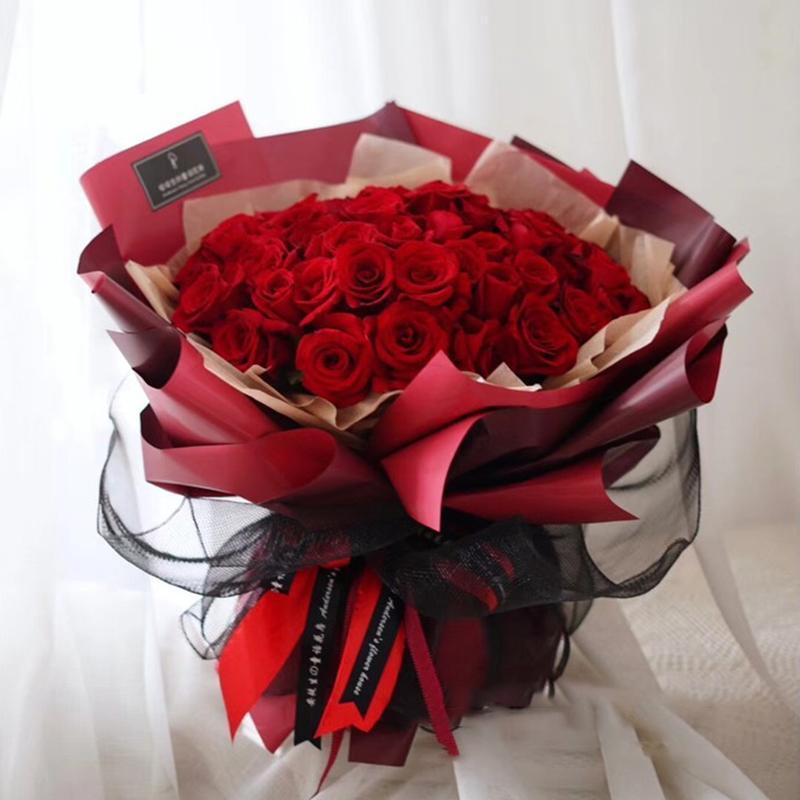 20PCS Plastic Waterproof Flower Gift Wrapping Paper Florist Bouquet Packaging - Red+Wine Red