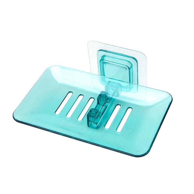 Bathroom Waterfall Tray Holder Soaps Plate Suction Case Containers Dish Storage - Green