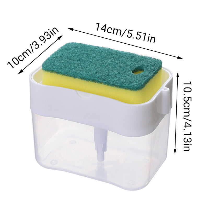 2 In 1 Soap Pump Dispenser Sponge Holder Dish Washing Liquid Container Kitchen - White
