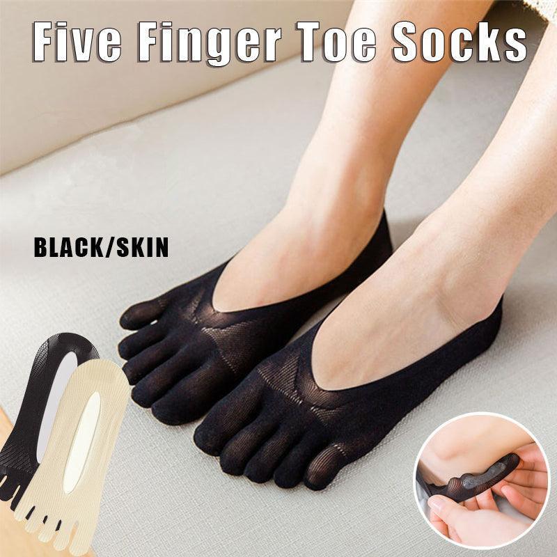 Five Finger Toe Socks Women Invisible Ankle Cut No Show Liner Low Cut Packs - Black 1 Pair
