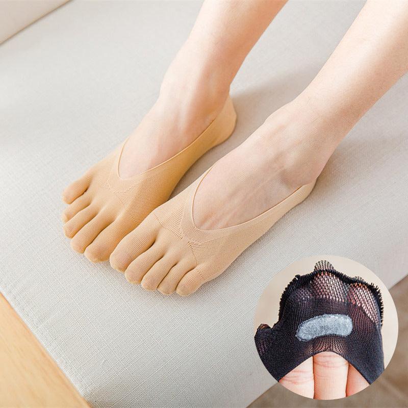 Five Finger Toe Socks Women Invisible Ankle Cut No Show Liner Low Cut Packs - Black 1 Pair