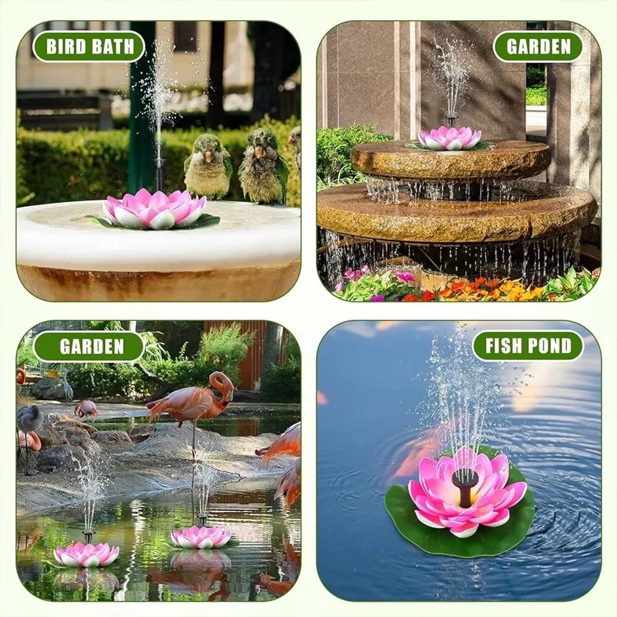 Water Fountain with Lotus Leaf Solar Bird Bath Fountain Pump Lotus Shaped Solar