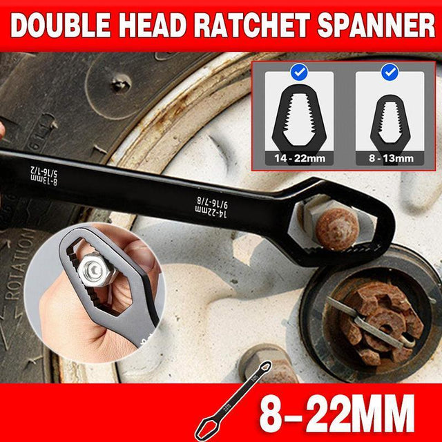 Universal Plum Screw Nuts Wrench 8-22mm Double Head Ratchet Spanner Repair Tools
