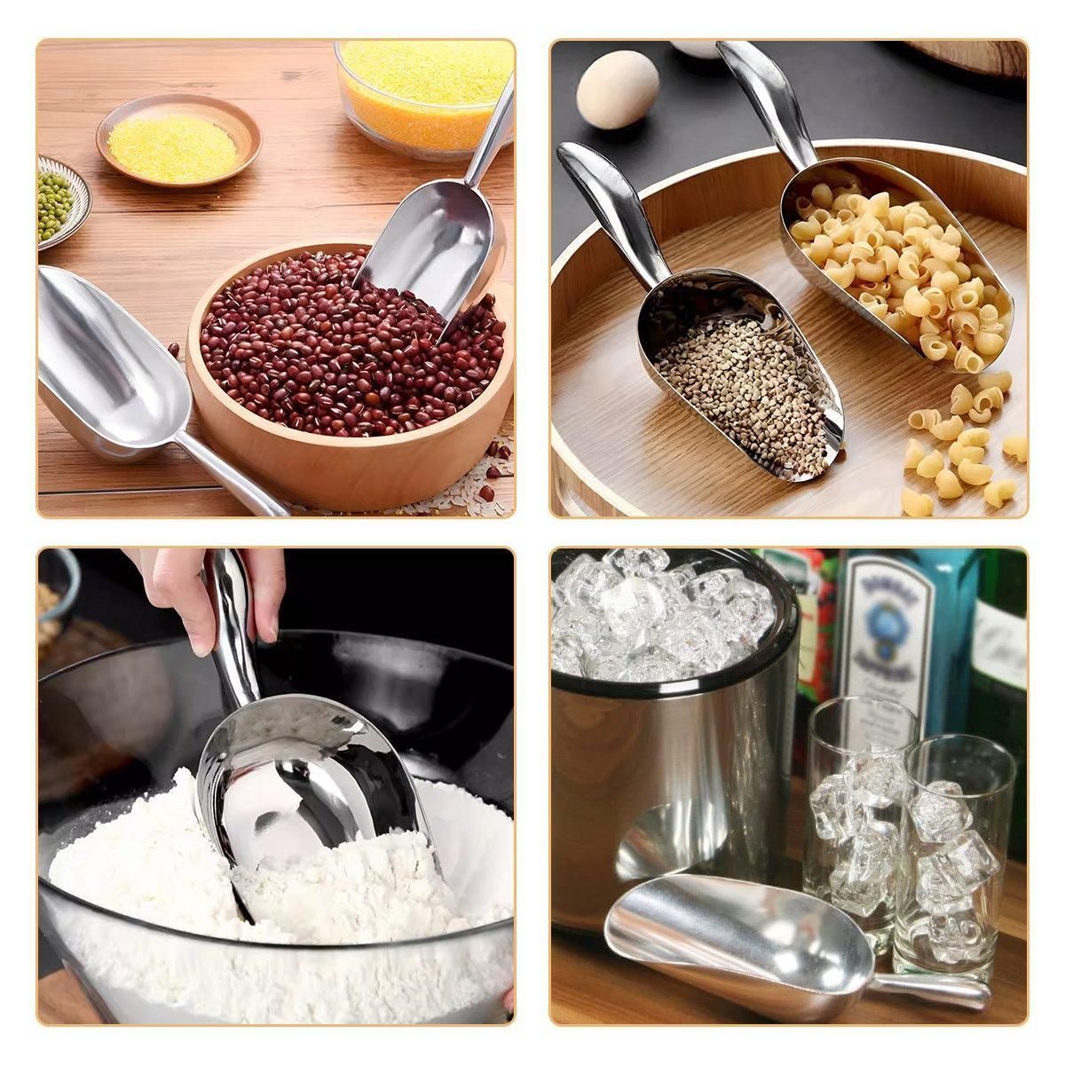 4 Sizes Aluminum Alloy Ice Shovel Flour Rice Scoop Multipurpose Kitchen Tool - S
