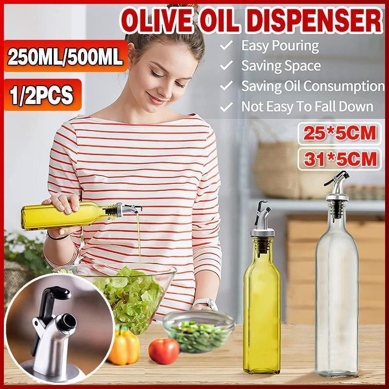 250/500ml Olive Oil Vinegar Pourer Dispenser Glass Bottle Kitchen Tools Cooking - 1 PCS/500 ML