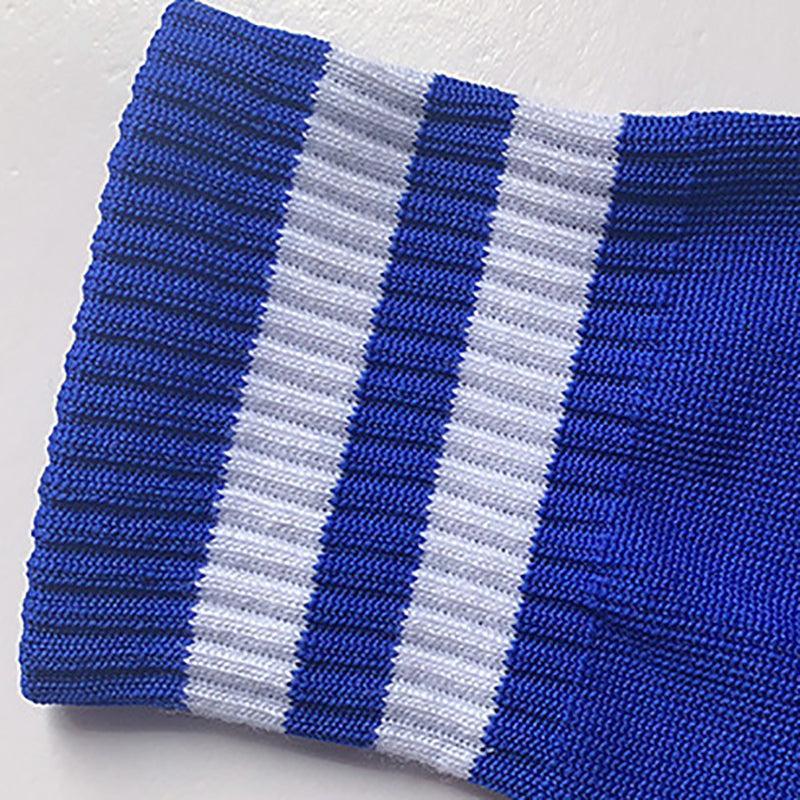 Mens Womens Sports Breathable Tube Long High Socks Knee Warm Casual Footy Soccer - White+Red