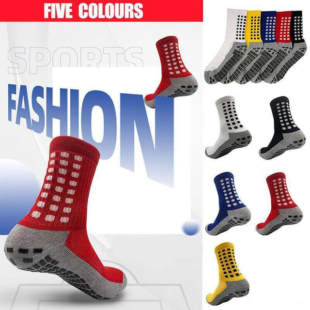 Anti-Slip Sports Socks with Grip Dots Soccer Basketball Training Use - Yellow