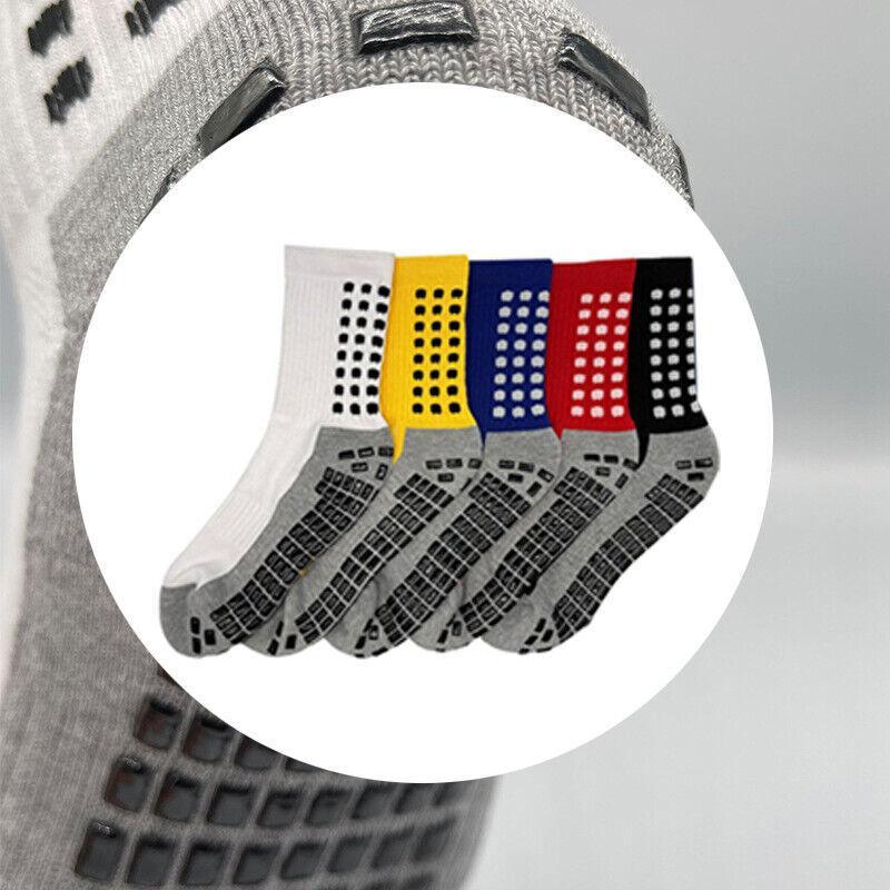 Anti-Slip Sports Socks with PVC Grip Dots for Soccer Basketball and Training Use - Yellow