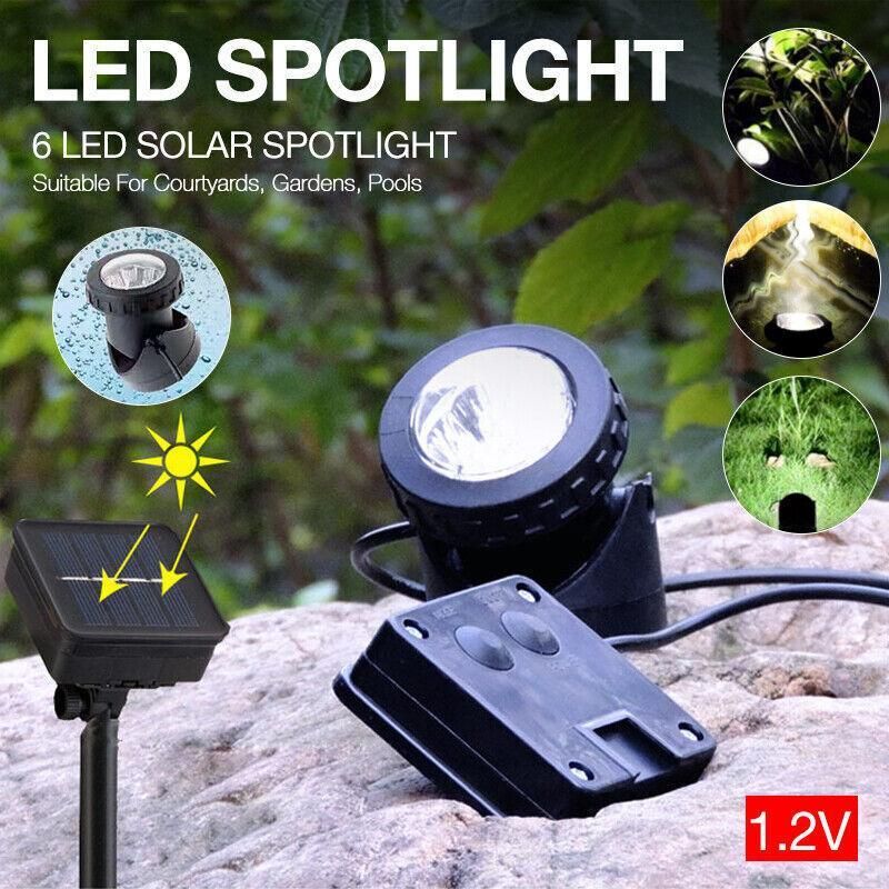 1X Au Solar Powered 6Led Outdoor Garden Landscape Yard Spot Light Lamp Spotlight