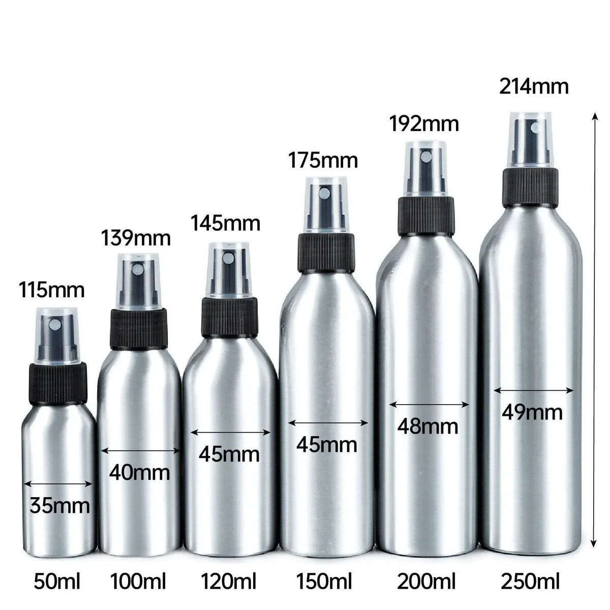 10pcs Travel Size Refillable Aluminum Spray Bottles Toner Cleaning Solution Mist - 10pcs-120ml