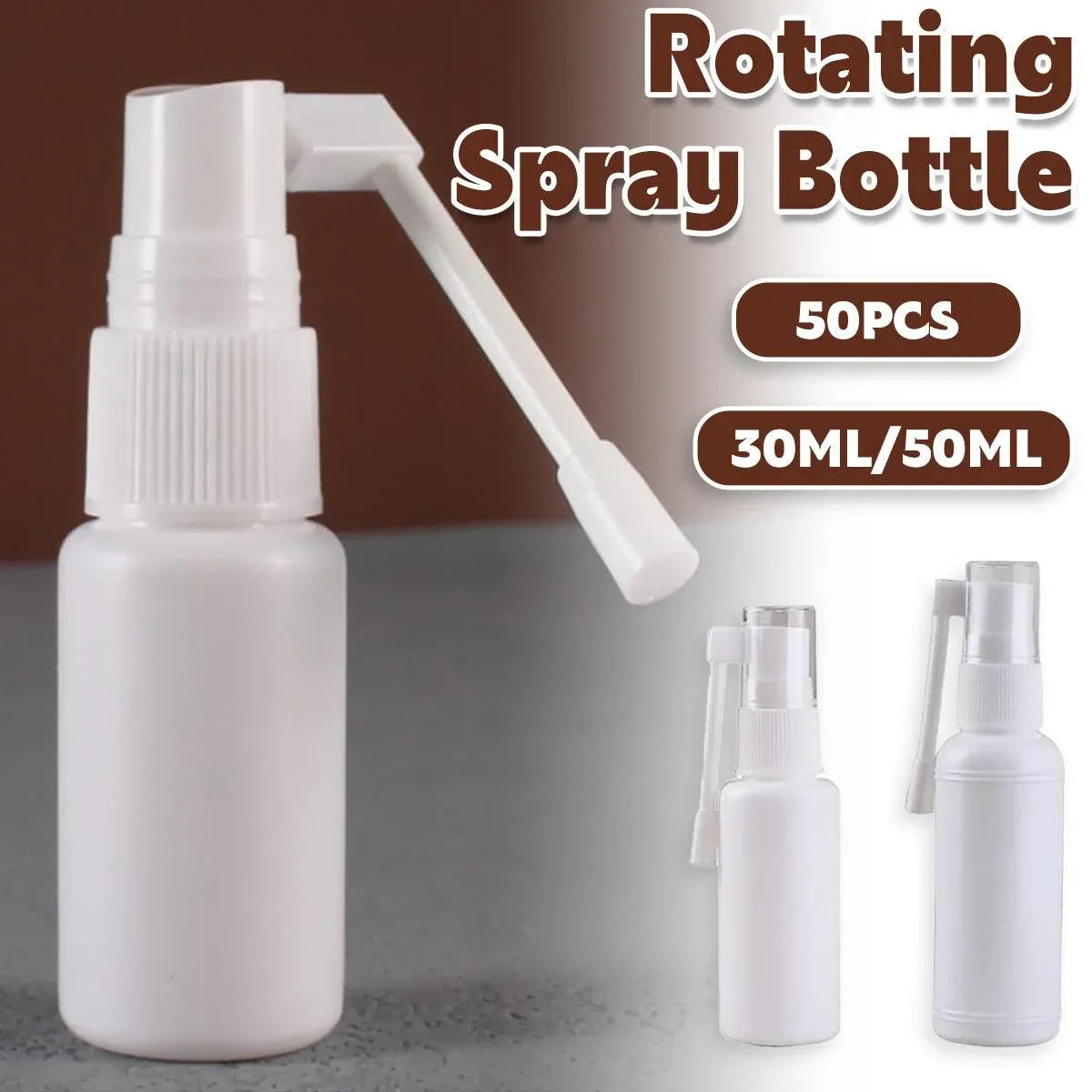 50PCS Rocker Sprayer 360 Degree Spray Bottle Small White Refillable Mist Container - 30ML