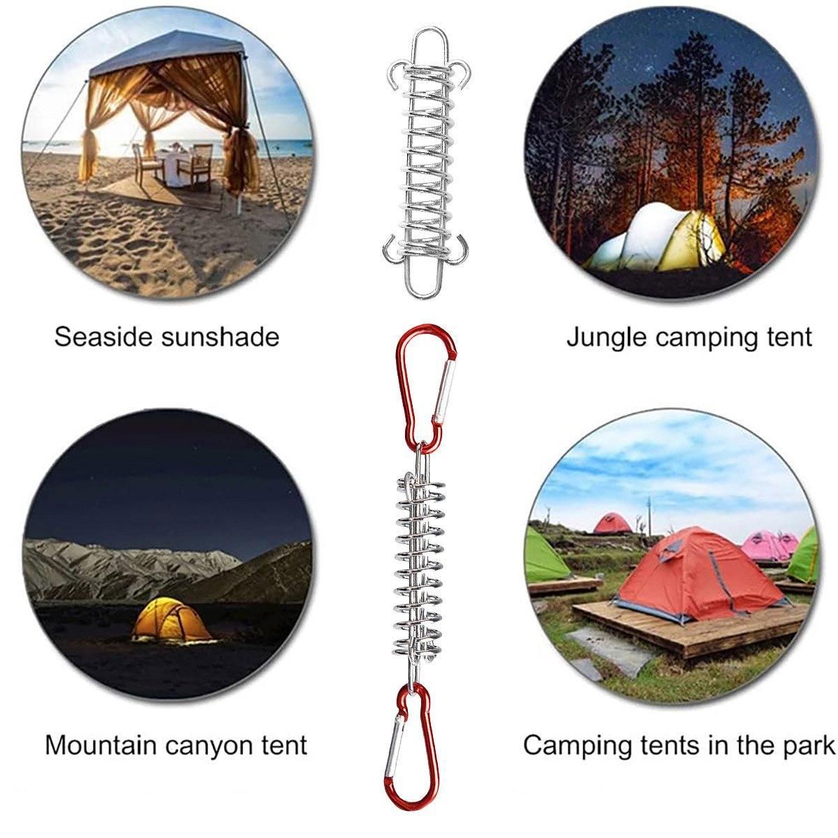 1-15PCS Outdoor Camping Tent Spring Wind Rope Buckle Fix Hook Buckles Silver Red - 1pair