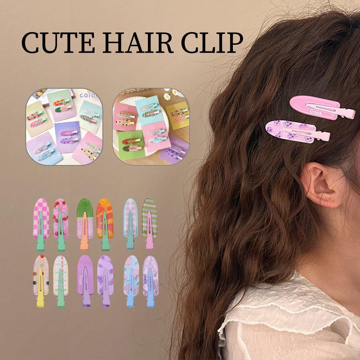 2PCS Juice Series Hair Clip Makeup Hair Accessories Colourful Hair Barrettes - Grapes
