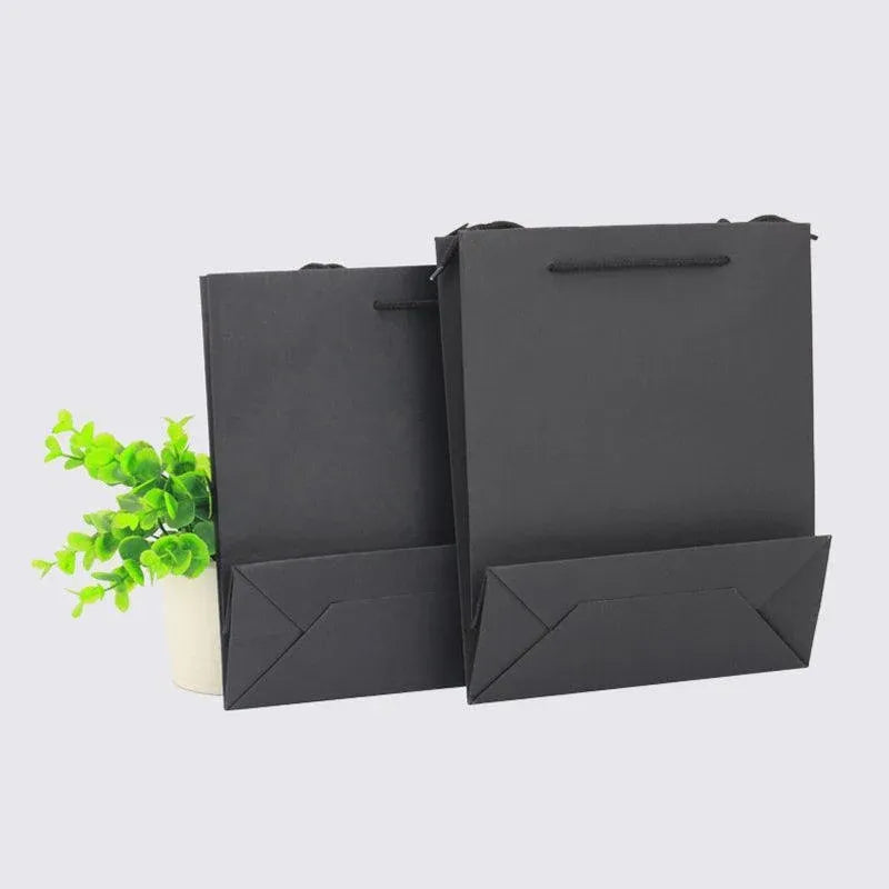 150Pcs Bulk Black Paper Bags Gift Shopping Carry Craft Bag With Cutton Handles - 17*24*10cm