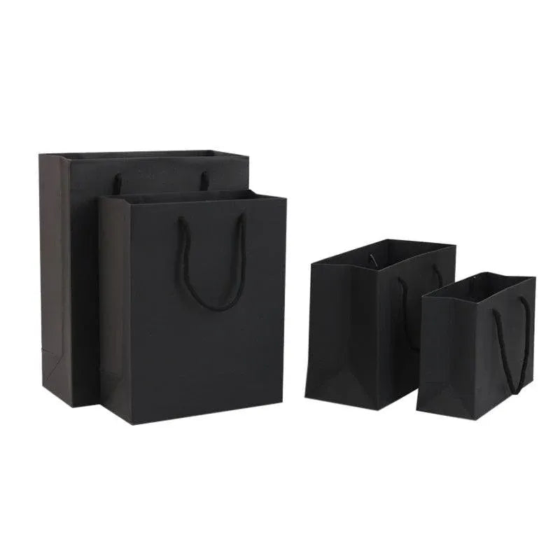 150Pcs Bulk Black Paper Bags Gift Shopping Carry Craft Bag With Cutton Handles - 19*13*6cm