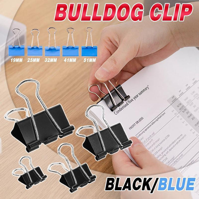 20PCS Black Bulldog Foldback Clips Document Paper Clamps Multiple Blue 19mm
