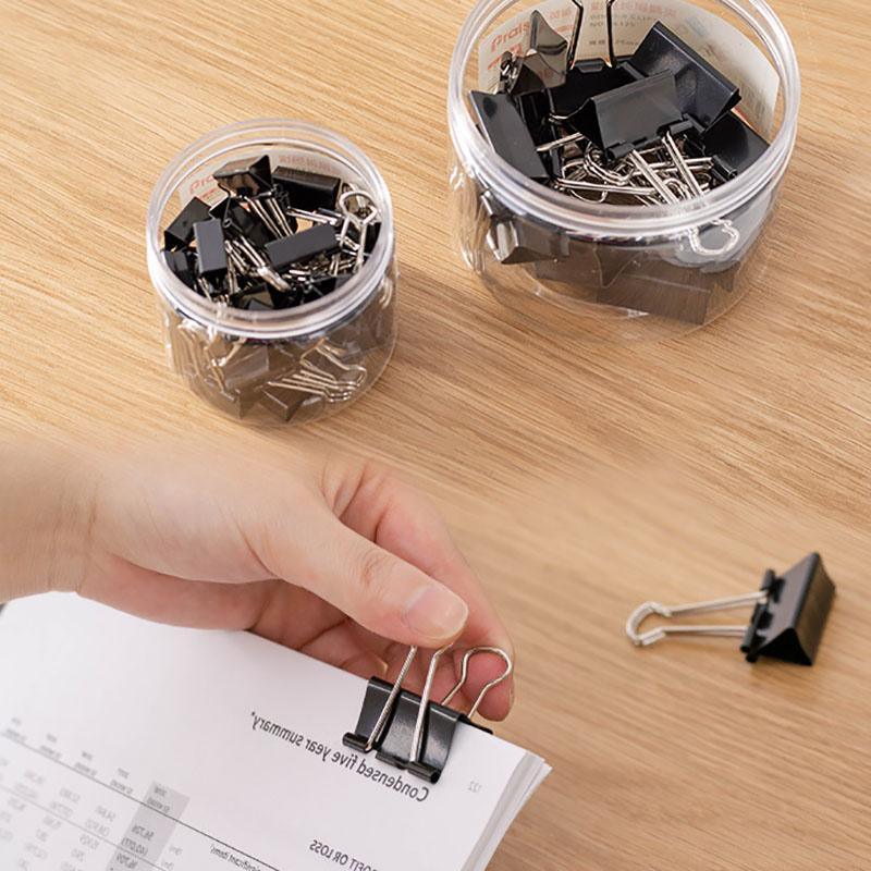 20PCS Black Bulldog Foldback Clips Document Paper Clamps Multiple Sizes - Blue 32mm