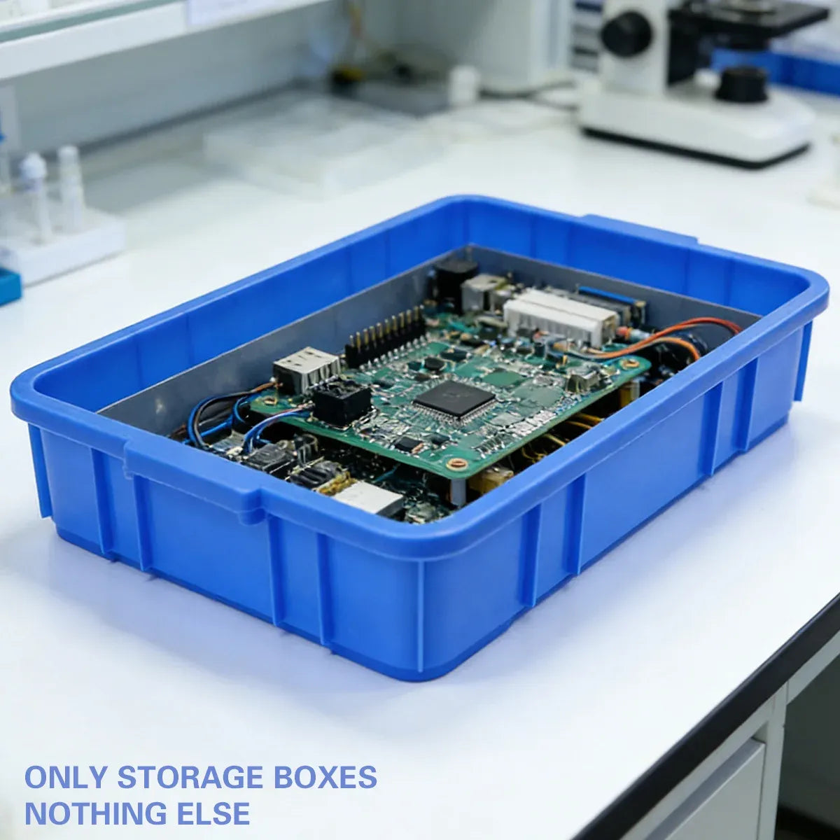 Rectangular Hardware Tool Box Large Capacity Storage Organizer for Garage Use - Blue