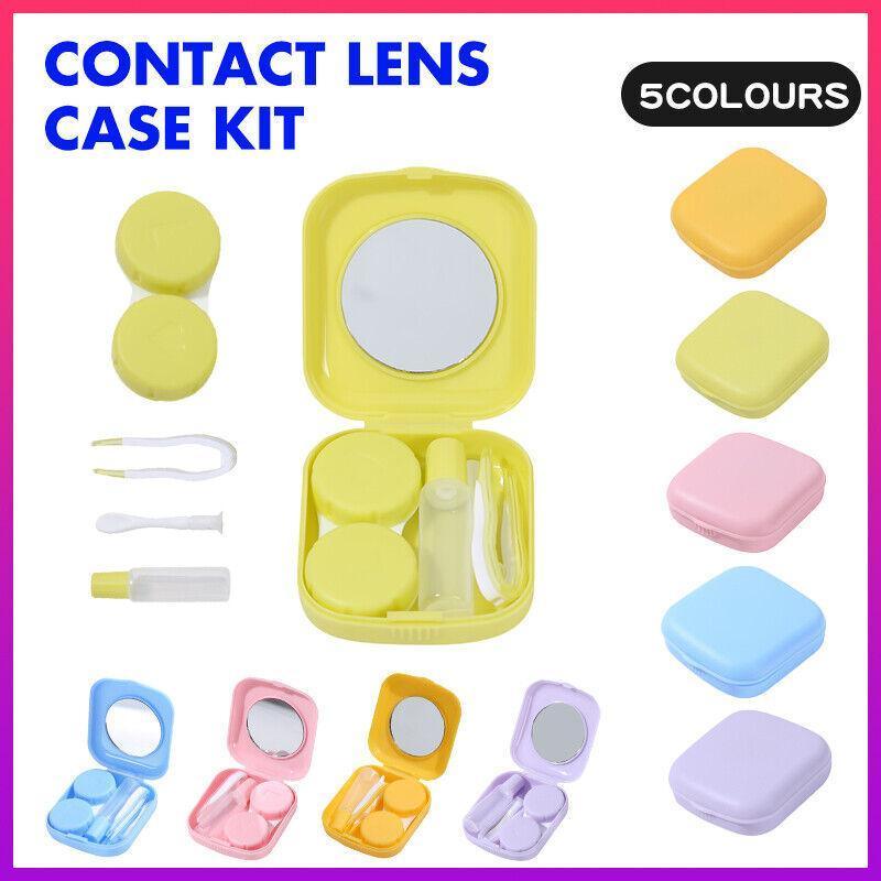 Pocket Plastic Mini Contact Lens Case Kit Outdoor Travel Holder Mirror Container - Green