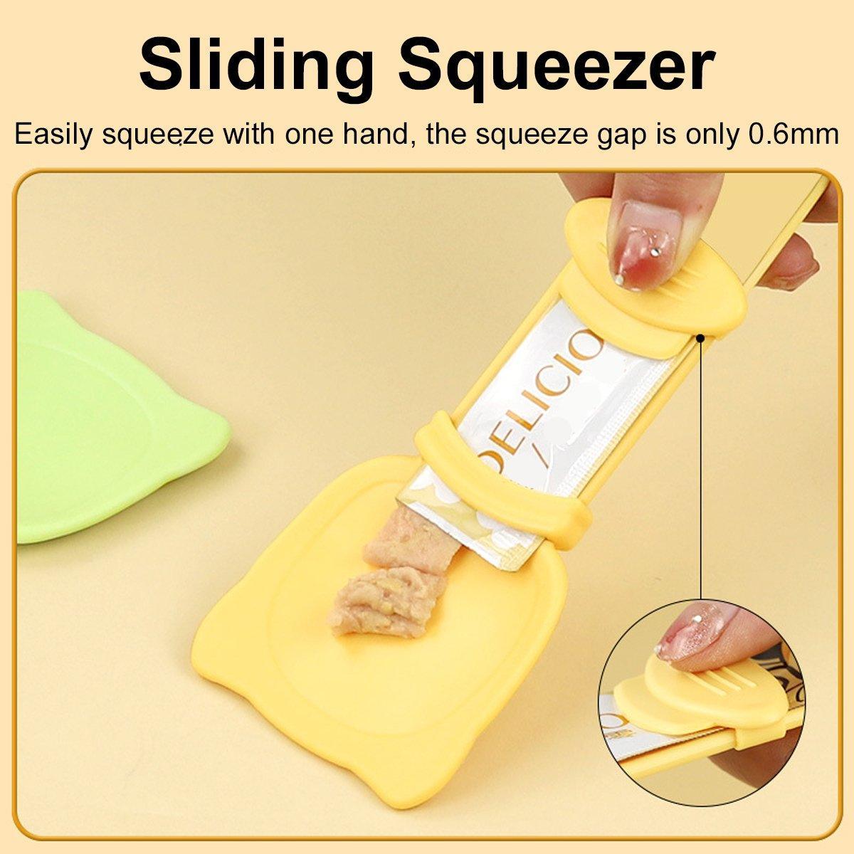 Cat Strip Scoop Squeezer Feeder Snack Spoon Easy Cat Feeding Treats - White