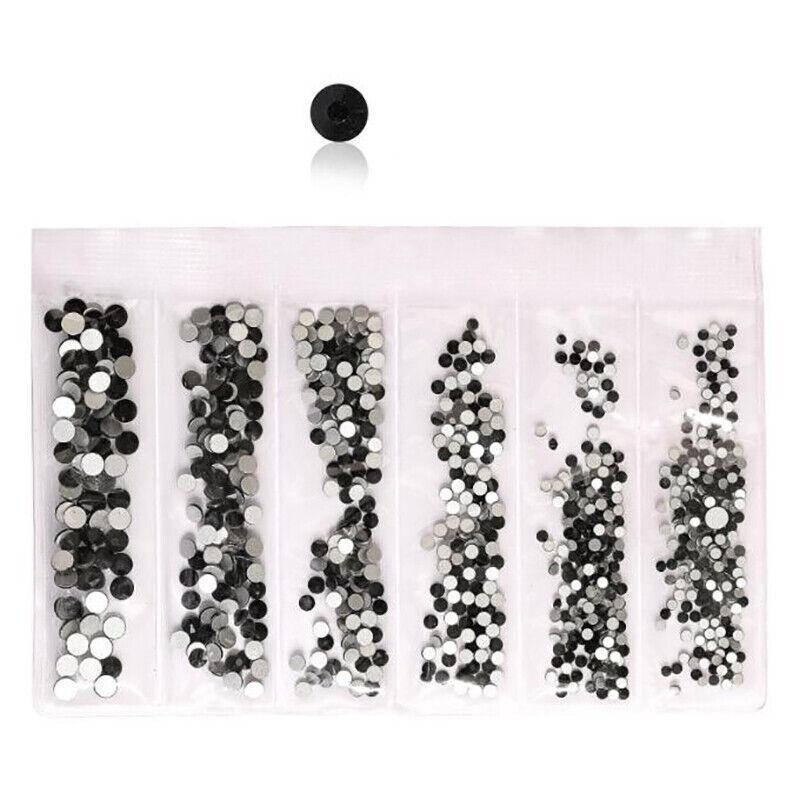 1440Pcs Glitter Rhinestones Crystal Clear Flat Bottom Glass Nail Art Nail Drill - AB