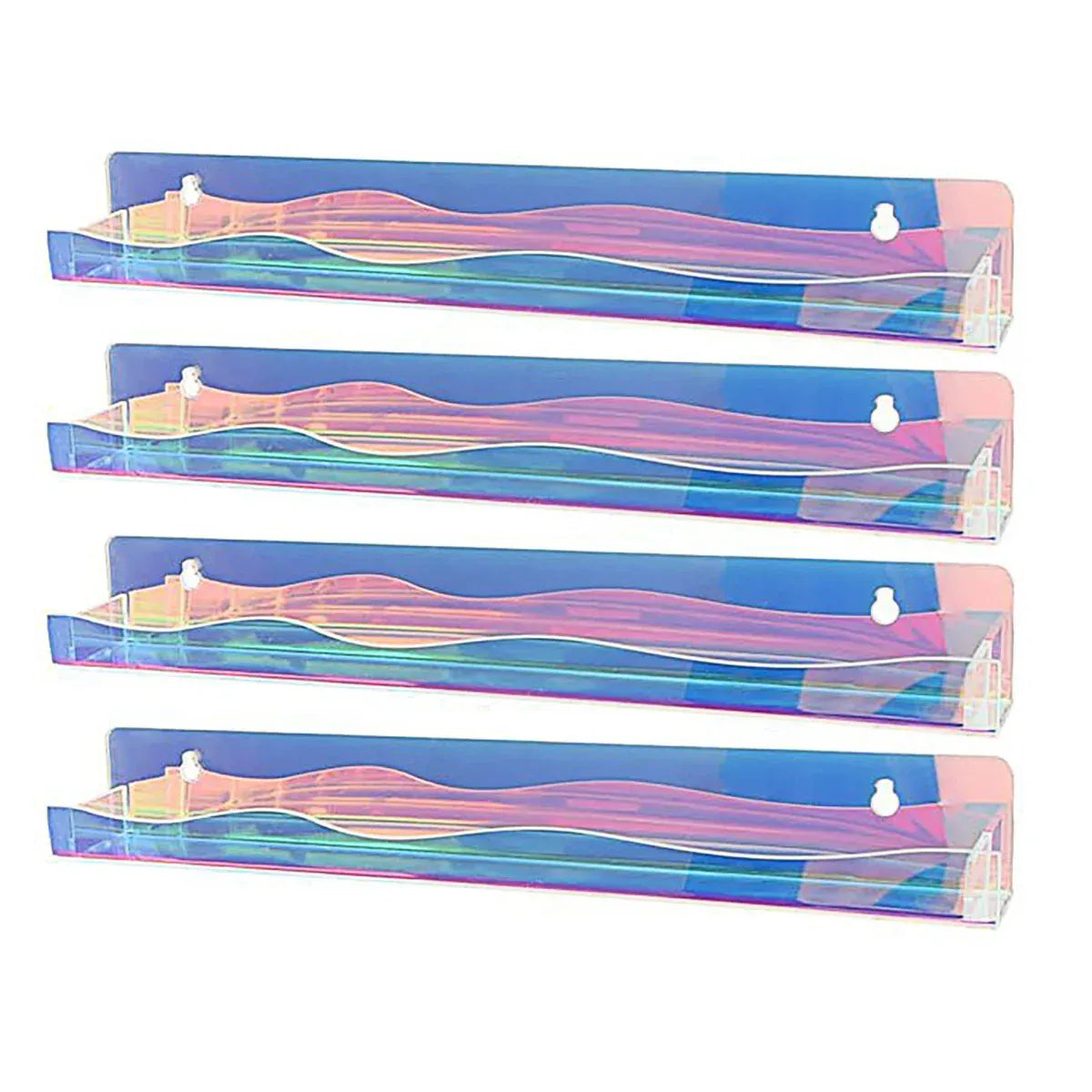 Acrylic Wall Shelves Set 4PCS Floating Display Storage Racks Clear for Home Use - Colorful