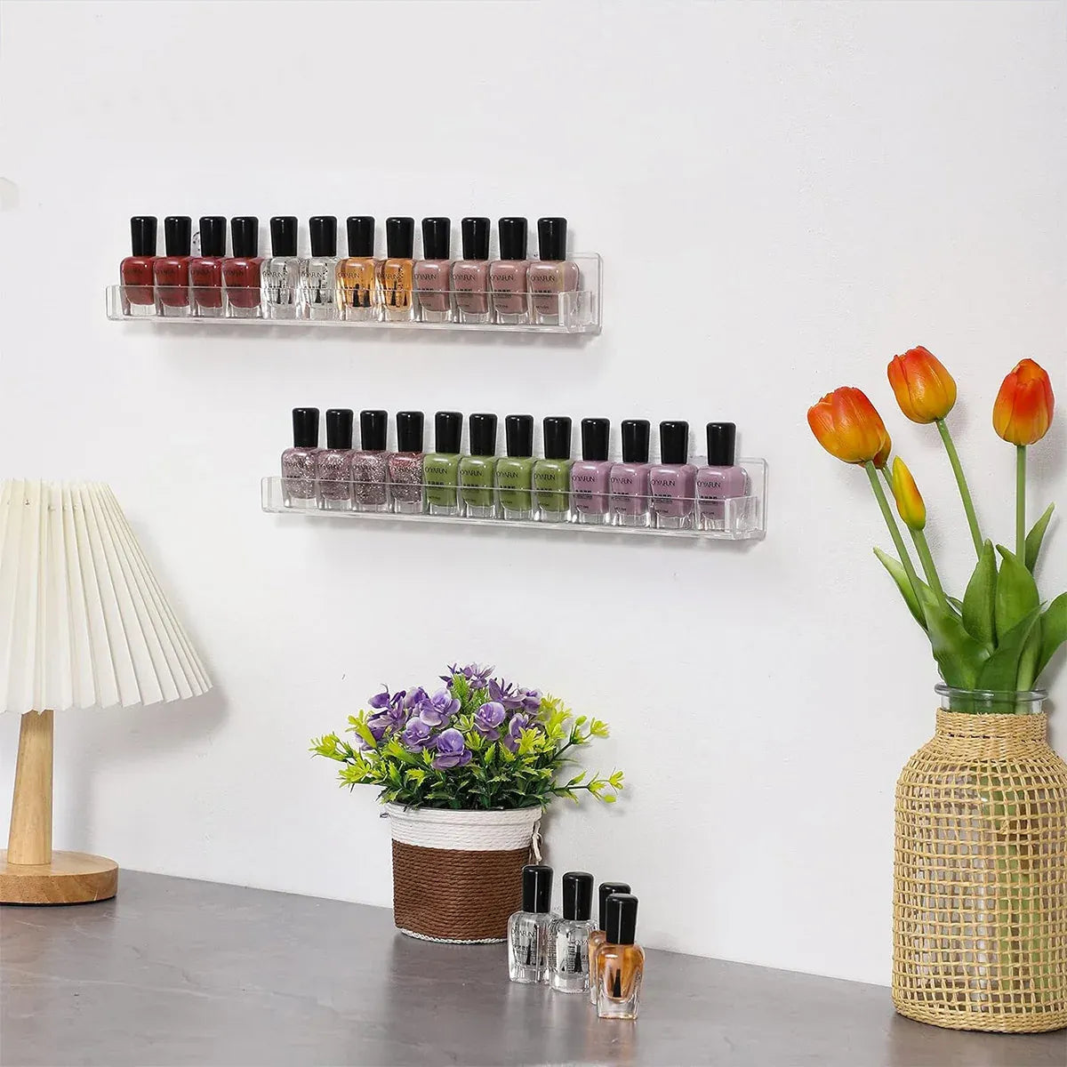 Acrylic Wall Shelves Set 4PCS Floating Display Storage Racks Clear for Home Use - Colorful