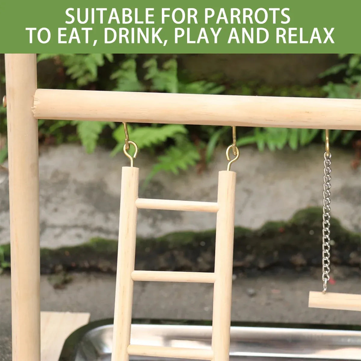 Parrot Wooden Playground Station Swing Climbing Ladder Cage Rack Bird Perch Toy
