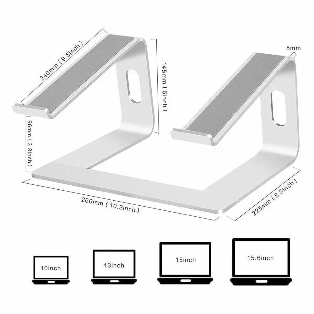 Desk Laptop Stand Aluminium Riser Compatible with 11 to 15 Inch Laptops - Black