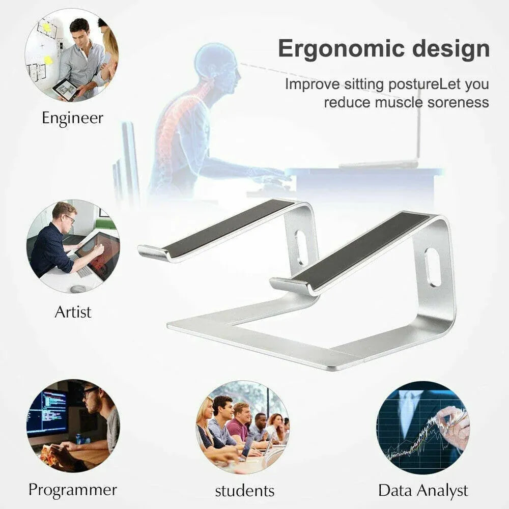 Desk Laptop Stand Aluminium Riser Compatible with 11 to 15 Inch Laptops - Black