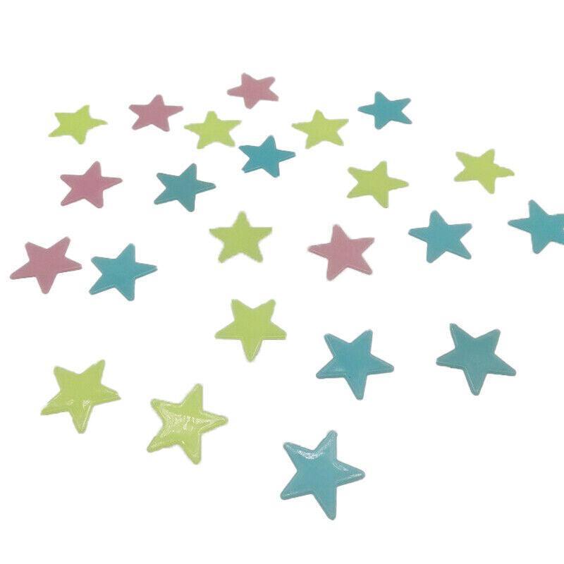 100 Pieces Glow-in-the-Dark Luminous Star Wall Stickers for Bedroom or Ceiling Decor - Pink