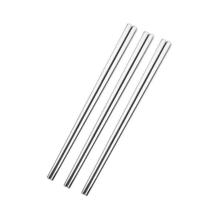 10 Pairs Korean Style Stainless Steel Chopsticks Mirror Polished Reusable