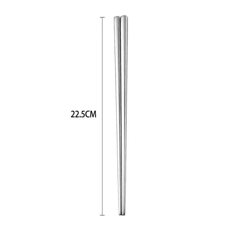 10 Pairs Korean Style Stainless Steel Chopsticks Mirror Polished Reusable