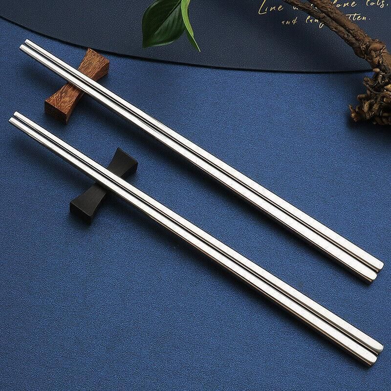 10 Pairs Korean Style Stainless Steel Chopsticks Mirror Polished Reusable