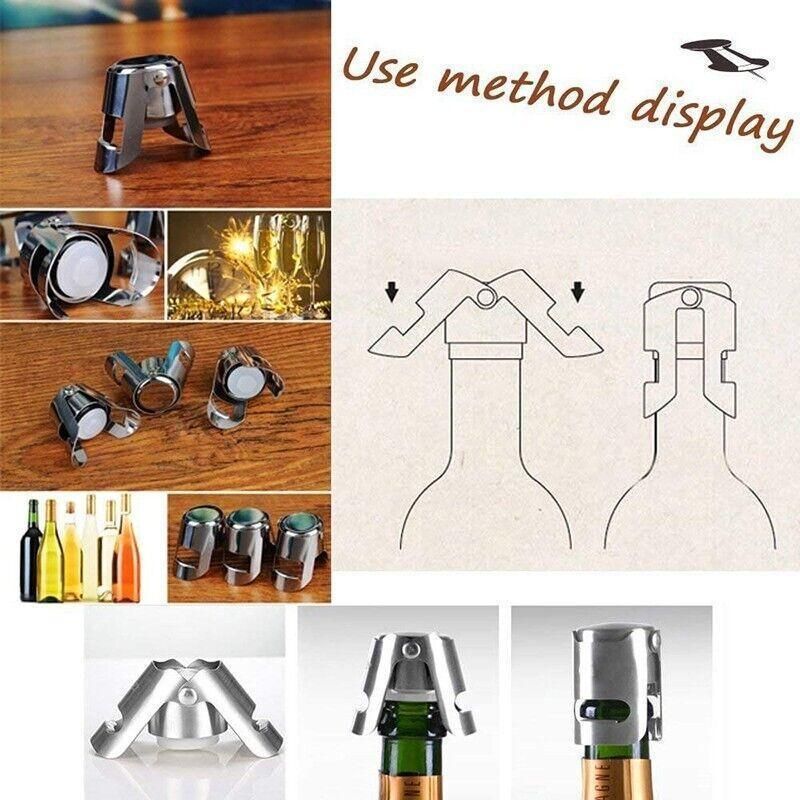 3X Stainless Steel Sparkling Wine Stopper Champagne Stopper Bubble Fizzy Bottles