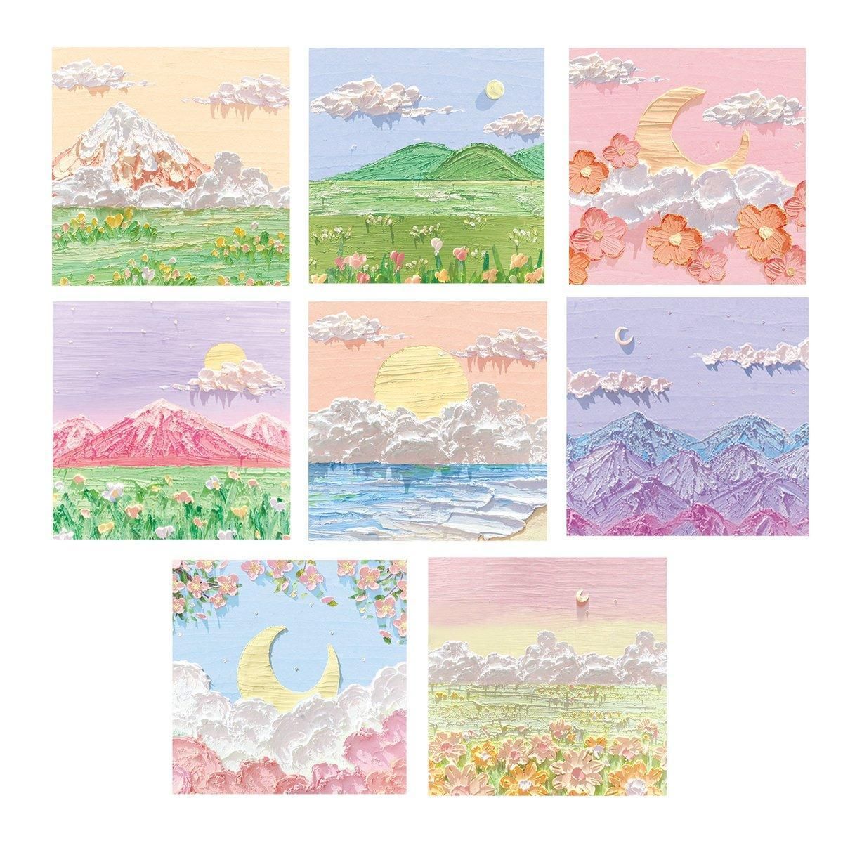 800 Sheets Colorful Oil Painting Sticky Notes Memo Pads Self-Adhesive Notes - 2#