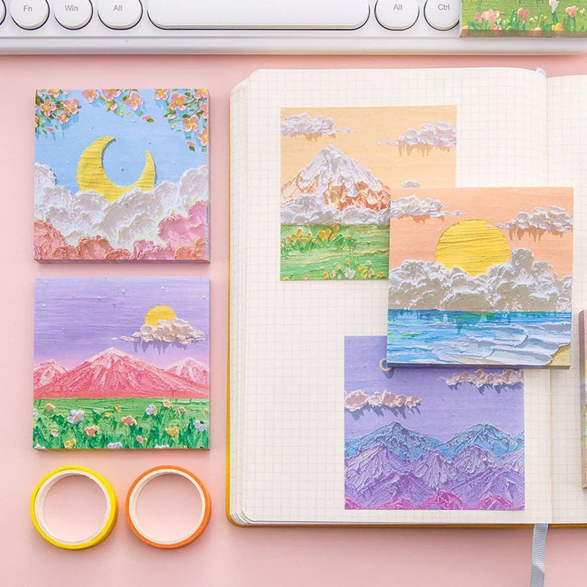 800 Sheets Colorful Oil Painting Sticky Notes Memo Pads Self-Adhesive Notes - 4#
