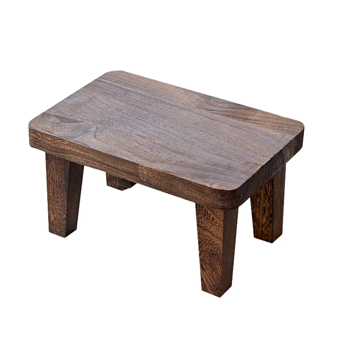 Solid Wood Small Stool Dark Brown Low Bench Footrest Entryway Shoe Stool