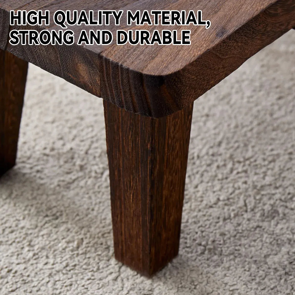 Solid Wood Small Stool Dark Brown Low Bench Footrest Entryway Shoe Stool