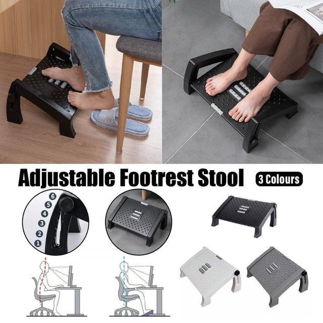 1PC Adjustable Office Foot Rest Pedal Stool Sofa Leg Support or Desk Use Black
