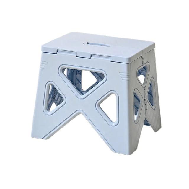 Portable Folding Plastic Stool Lightweight Step Chair Outdoor Camping - Blue