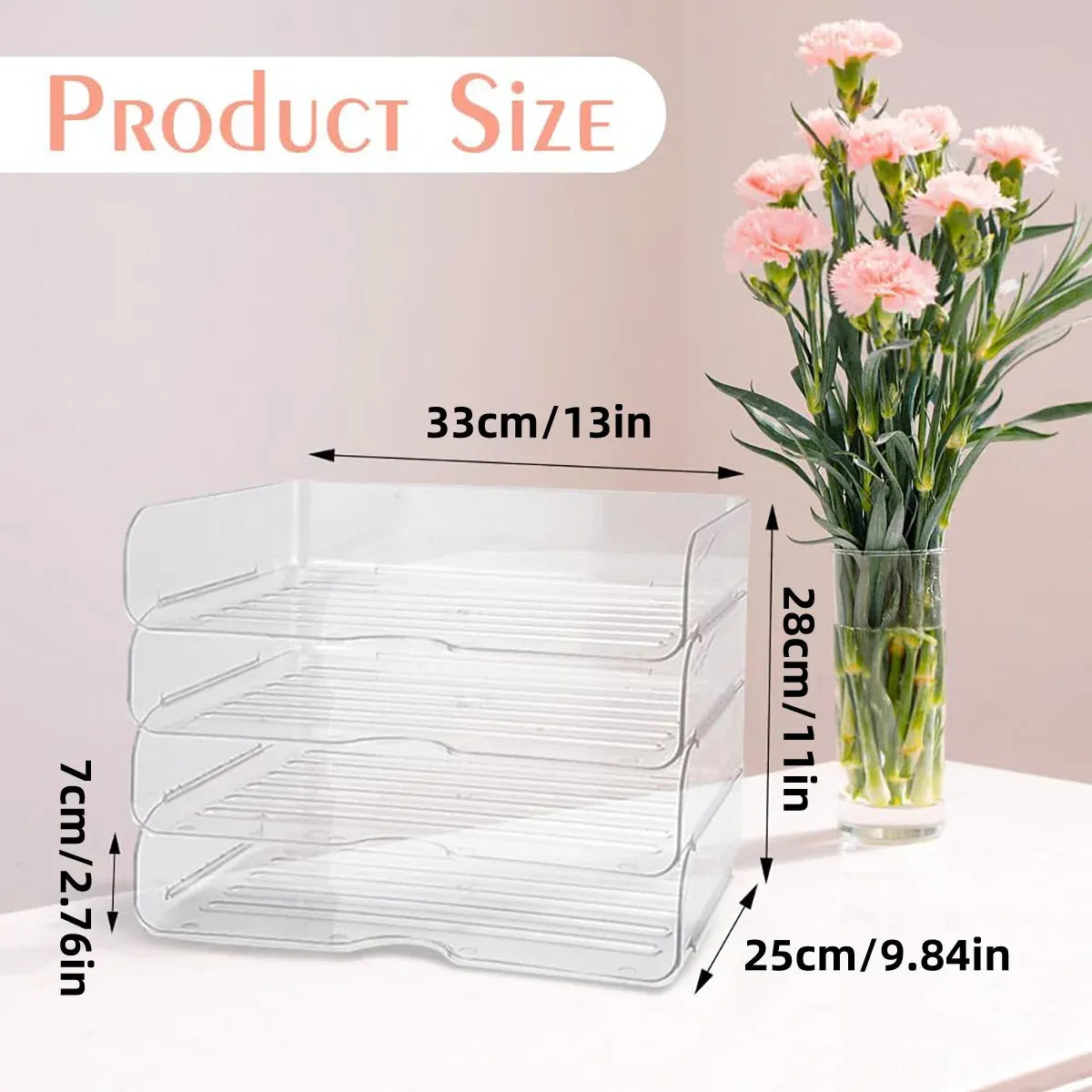 File Storage Box Set 4 Tier Stackable Desktop Organizer for School Office Desk