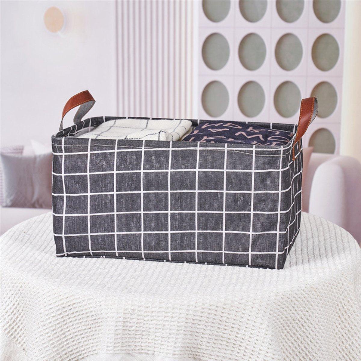 2pcs Foldable Cotton Linen Storage Baskets Home Organizer Box Office Supplies - Little Elephant