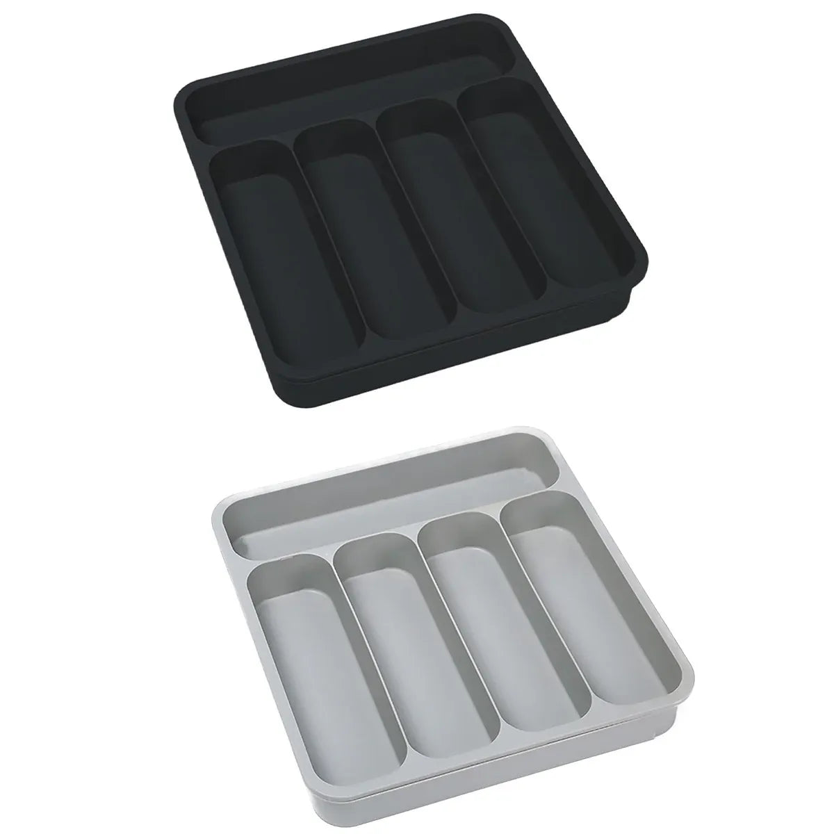 Expandable Cutlery Drawer Organizer Adjustable 6 Slot Kitchen Utensil Tray - Black